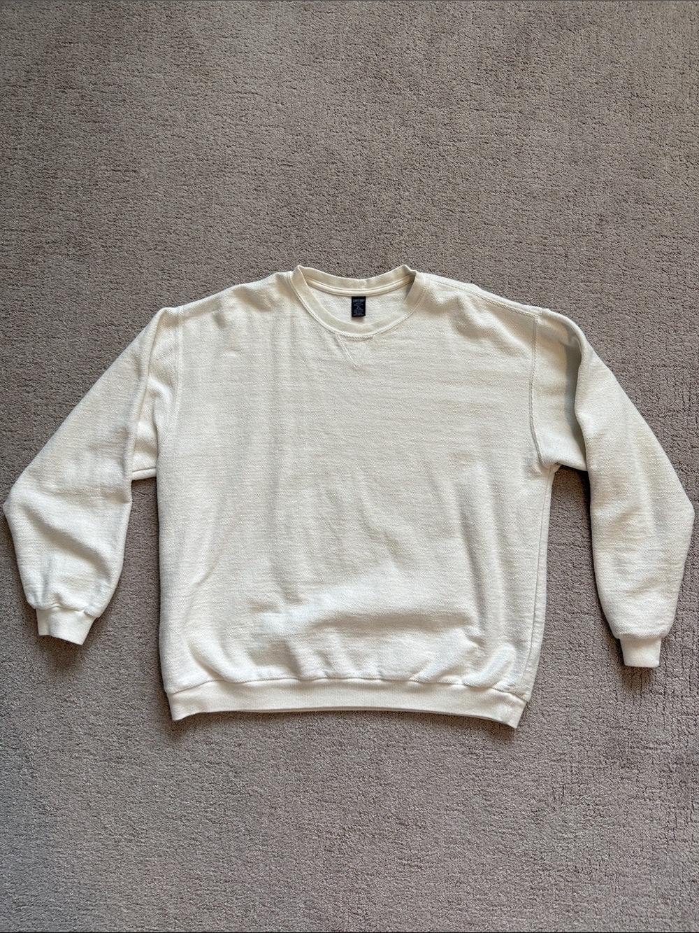Lands' End Men's Cream Textured Crewneck Sweater